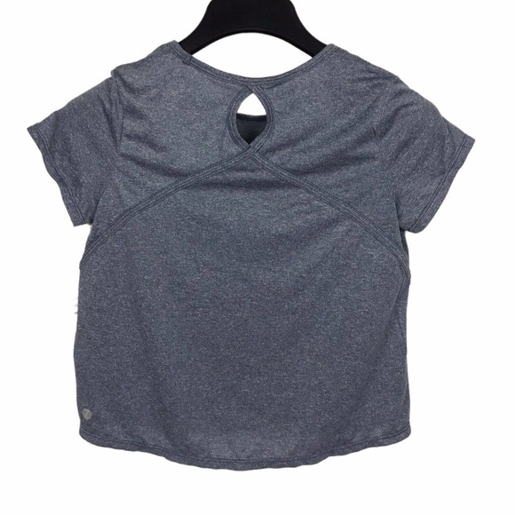 Z by Zella Girls Gray Keyhole Back Short Sleeve Tee Shirt Athletic Top M 8/10 - Picture 2 of 3